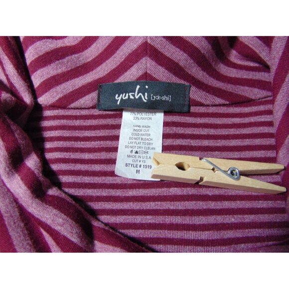 Yushi Womens Pink Purple Striped Tunic Size M Cowl Asymmetrical Button Trim - Picture 7 of 7